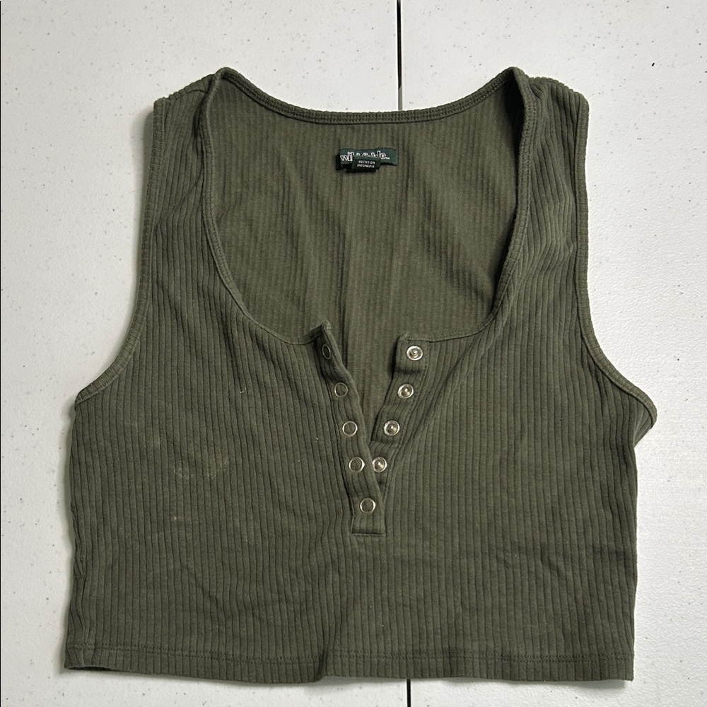 Wild Fable Olive Green Ribbed Tank Top